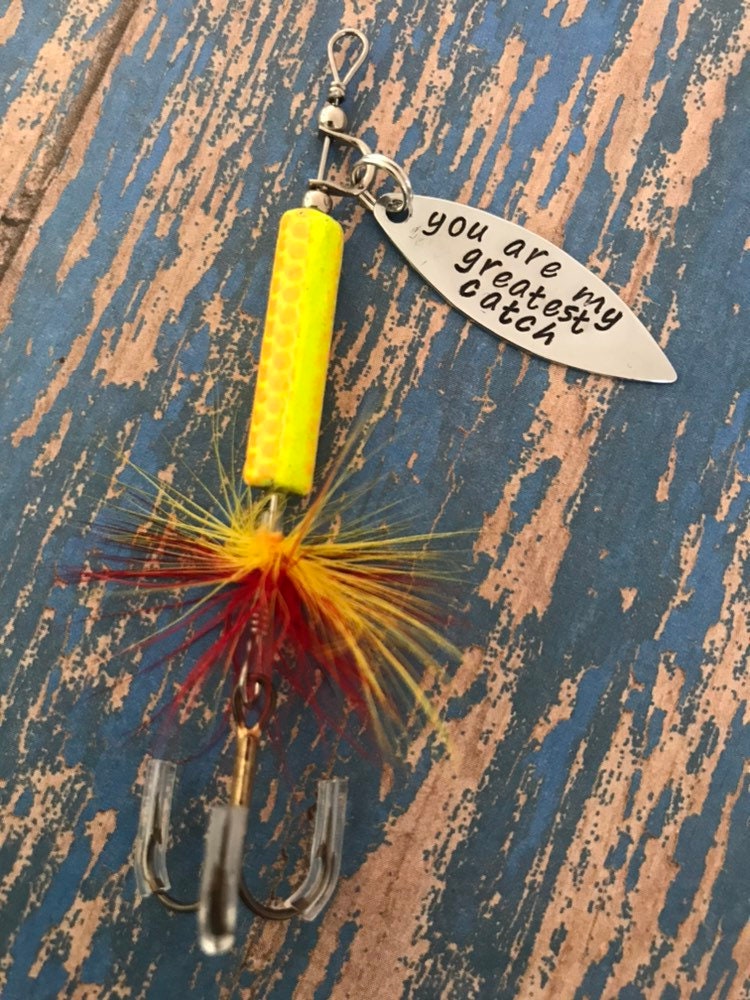 TODAY show feature You are my greatest catch Fishing Lure Hand Stamped - Anniversary - Engagement - Wedding - Boyfriend Gift - Engraved