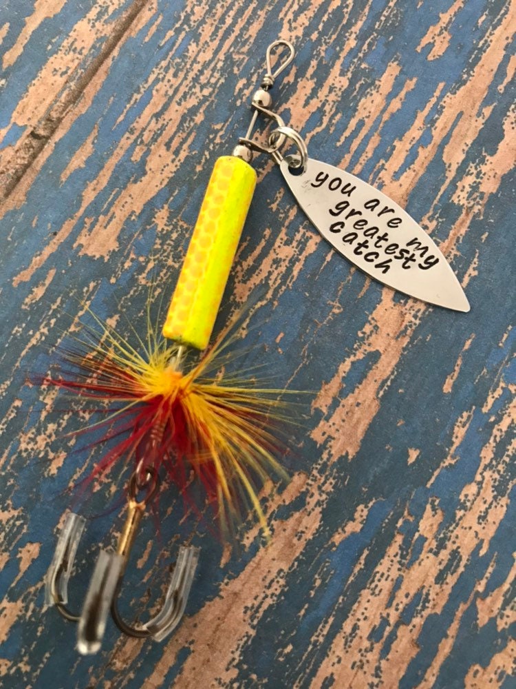 TODAY show feature You are my greatest catch Fishing Lure Hand Stamped - Anniversary - Engagement - Wedding - Boyfriend Gift - Engraved