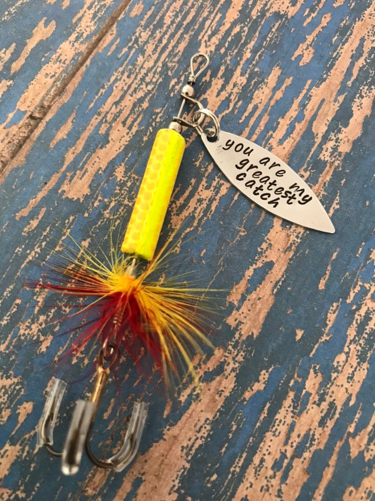 TODAY show feature You are my greatest catch Fishing Lure Hand Stamped - Anniversary - Engagement - Wedding - Boyfriend Gift - Engraved