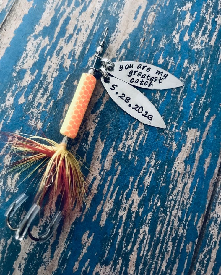 TODAY show feature You are my greatest catch Fishing Lure Hand Stamped - Anniversary - Engagement - Wedding - Boyfriend Gift - Engraved