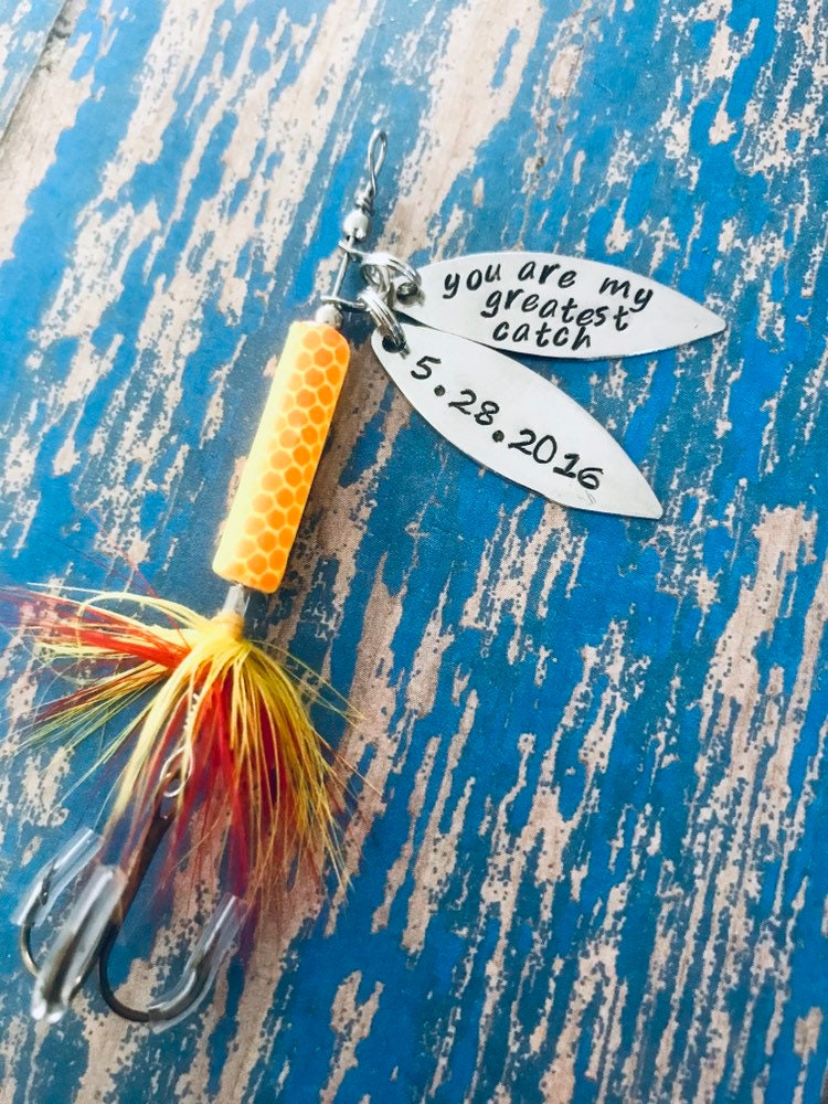 TODAY show feature You are my greatest catch Fishing Lure Hand Stamped - Anniversary - Engagement - Wedding - Boyfriend Gift - Engraved