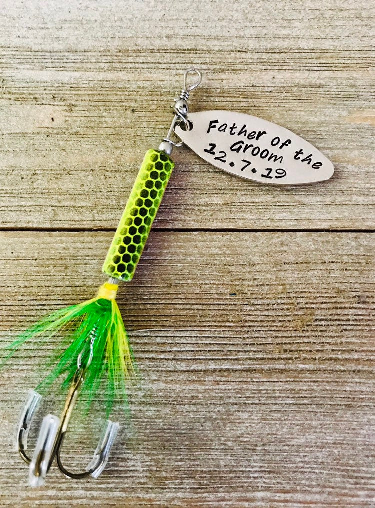 TODAY show feature Best Man Groomsman Fishing Lure Hand Stamped with Date Option - Engraved - Wedding - Best Man Gift - Groomsman Gift
