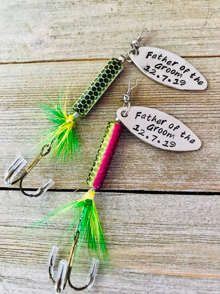 TODAY show feature Best Man Groomsman Fishing Lure Hand Stamped with Date Option - Engraved - Wedding - Best Man Gift - Groomsman Gift