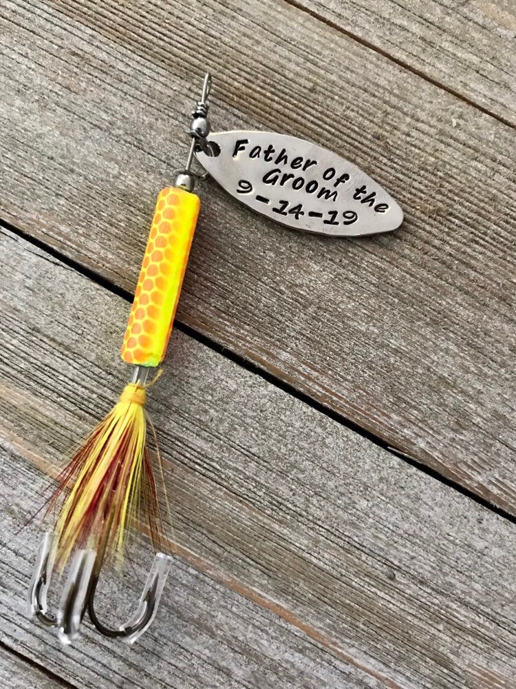 TODAY show feature Best Man Groomsman Fishing Lure Hand Stamped with Date Option - Engraved - Wedding - Best Man Gift - Groomsman Gift
