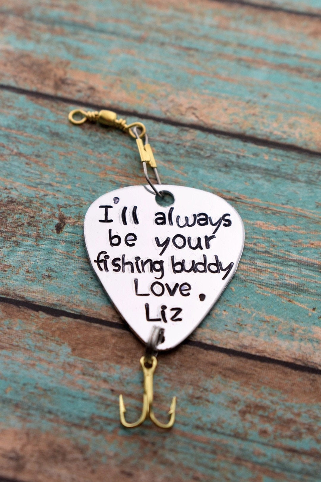 Personalized Handmade Stamped Fishing Lure - I'll Always Be Your Fishing Buddy - Father's Day*Fisherman*Personalized Lure*Father - Son Gift"