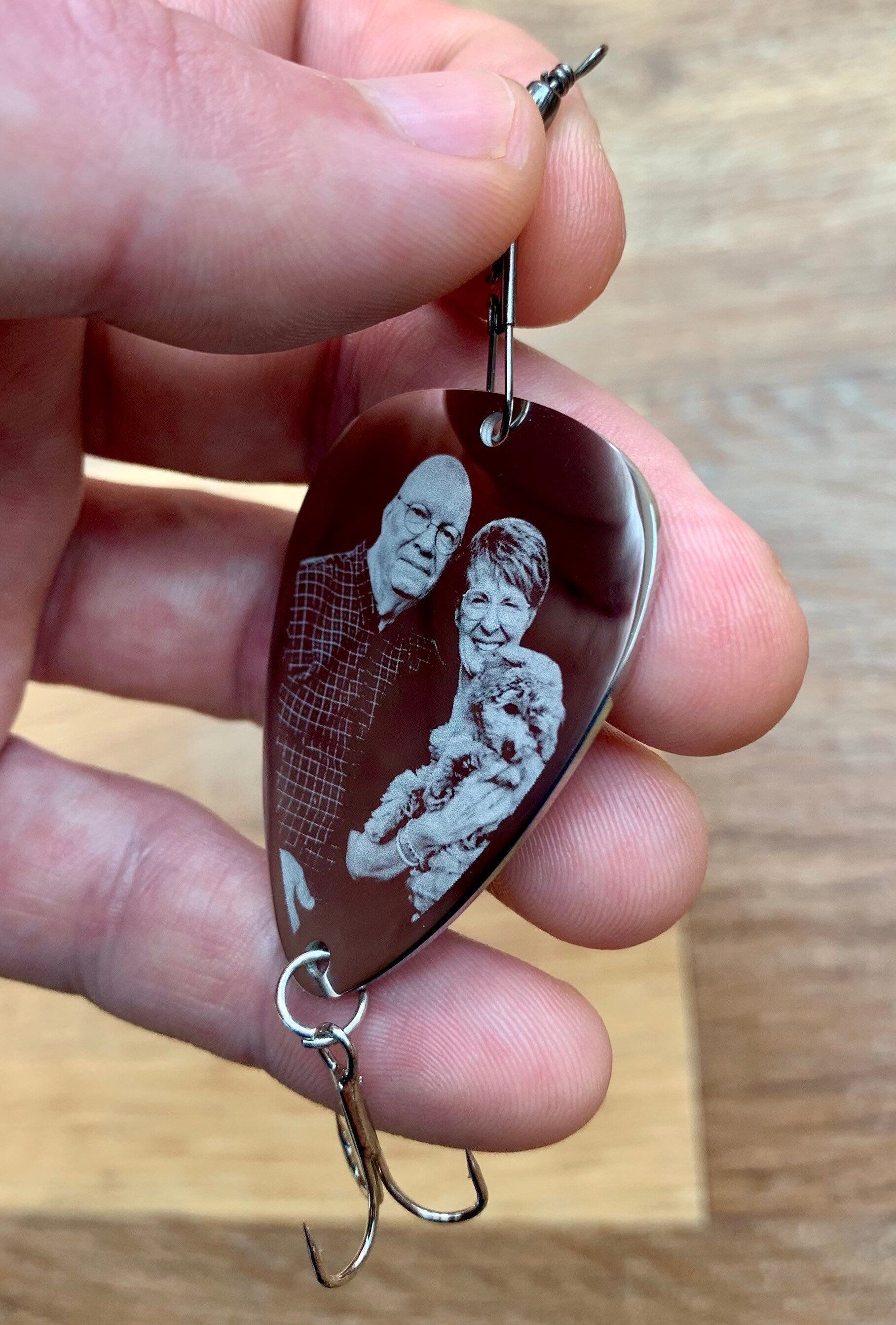 Fishing Lure - Engraved Photo - Personalised Fishing Gift - Fathers Day - Keepsake  - Angling Memory - Carp Fishing - Holographic - UK