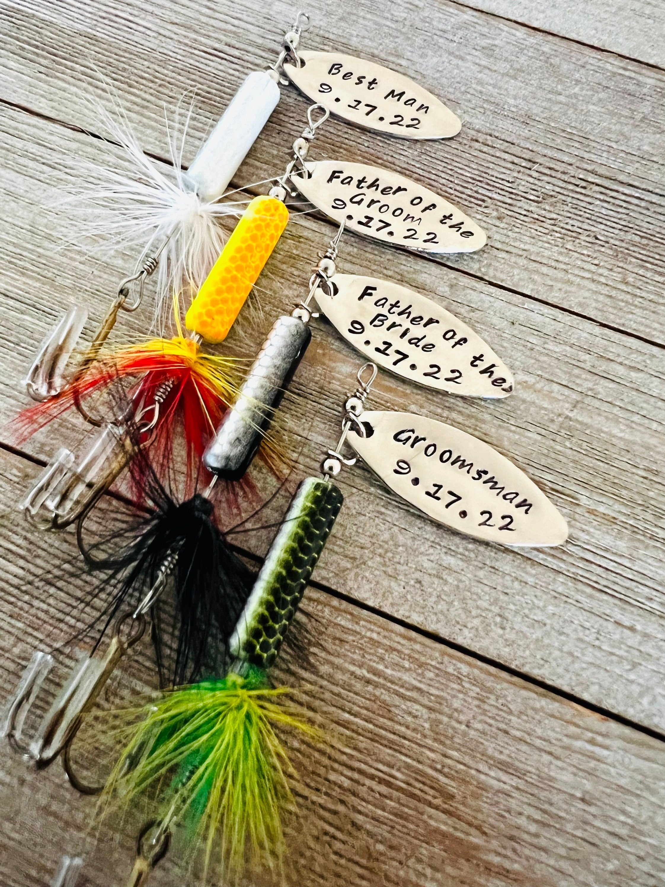 TODAY show feature Best Man Groomsman Fishing Lure Hand Stamped with Date Option - Engraved - Wedding - Best Man Gift - Groomsman Gift