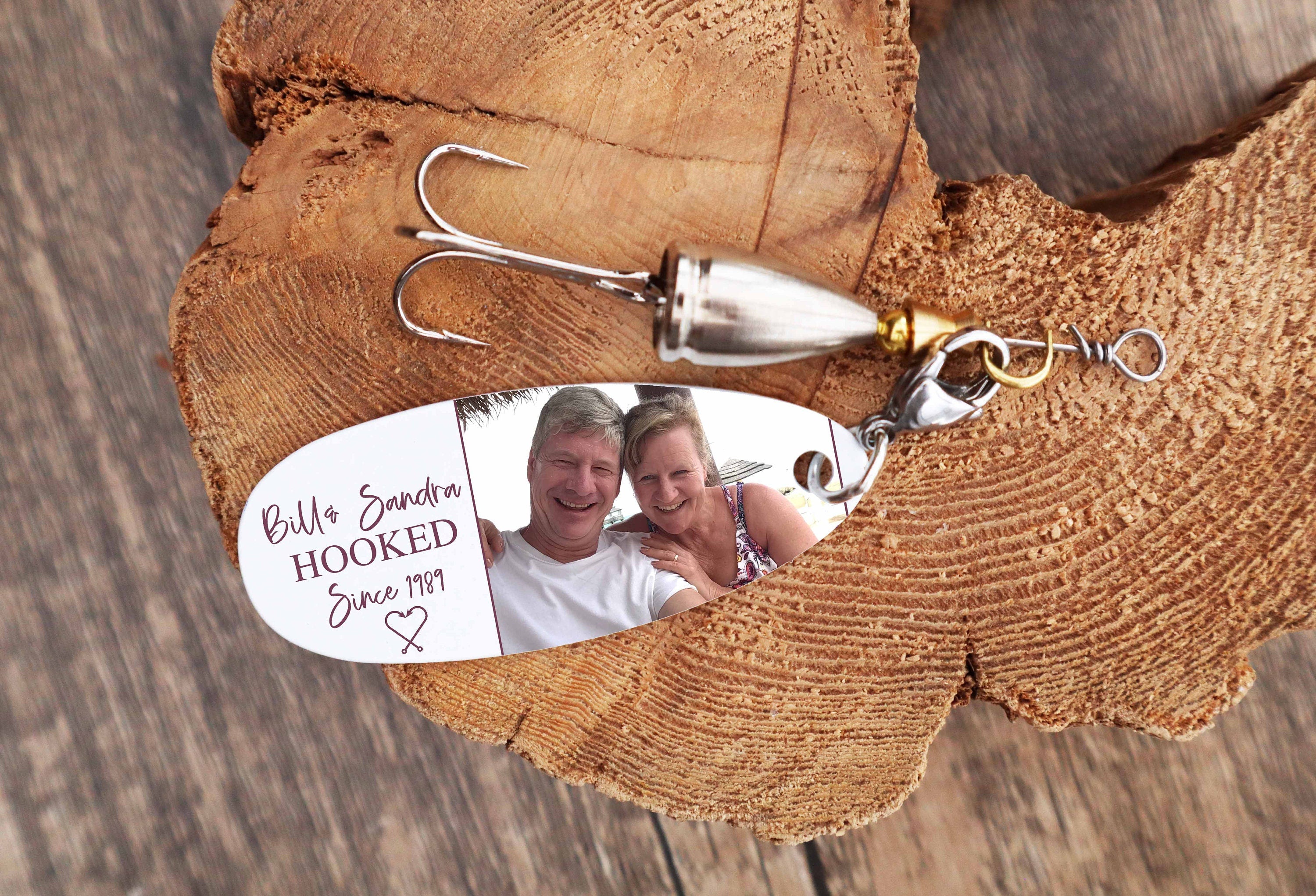 Personalized Fishing Lure, Custom Fishing Lures are a unique anniversary gift for parents and couples who love to fish,