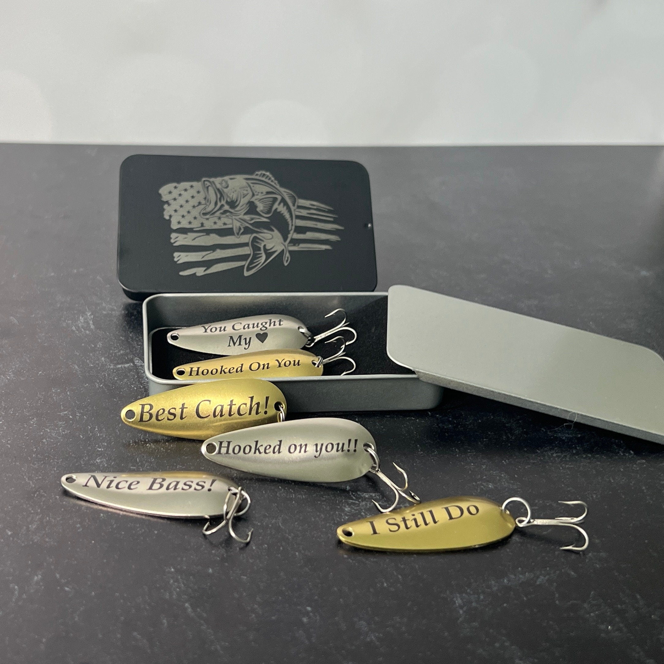 Personalized Fishing Lures, Anniversary Gift for Husband, Gift for Boyfriend, Gift for Him, Fathers Day Gift for Dad, Custom Gift for Son