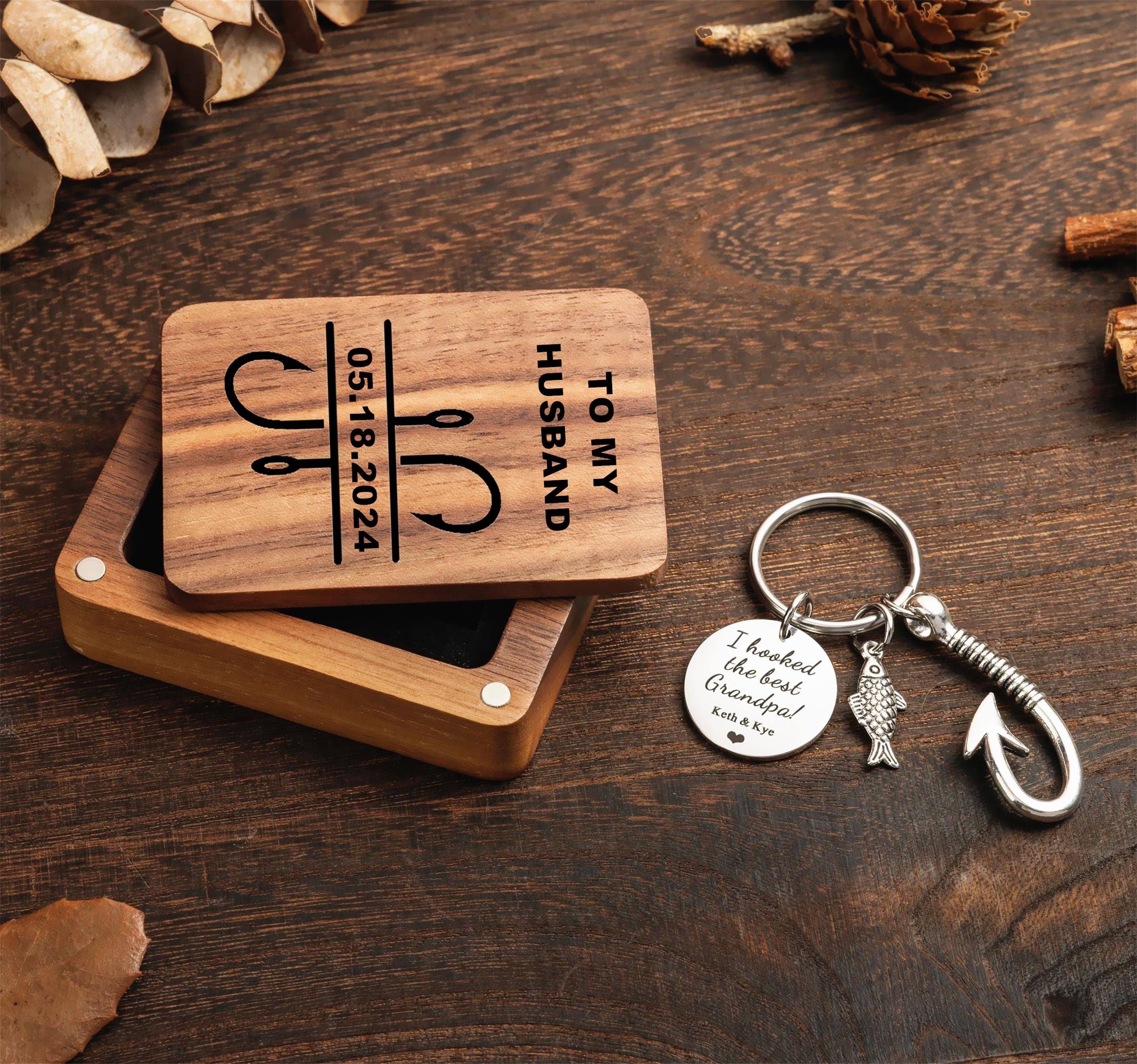 Custom Keychain,Personalized Fishing Keychain,Fishing Hook Keychain,Fishing Lure Keychain,Keychain Gifts For Him,Keychain For Father Husband