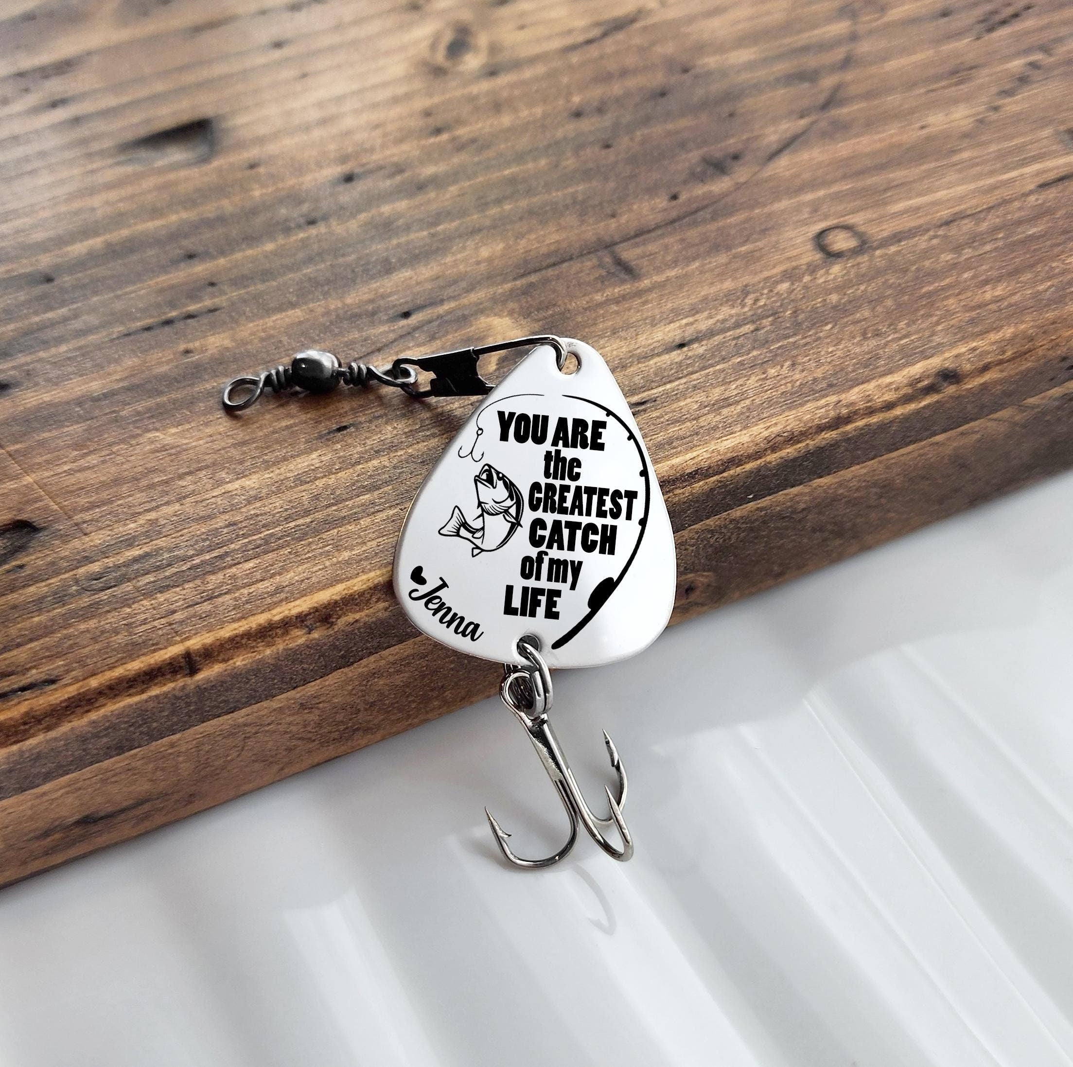 Custom Fishing Lure, Greatest Catch, Gift For Husband Boyfriend Engraved Gift Fisherman, Personalized Valentines Anniversary Gift For Him
