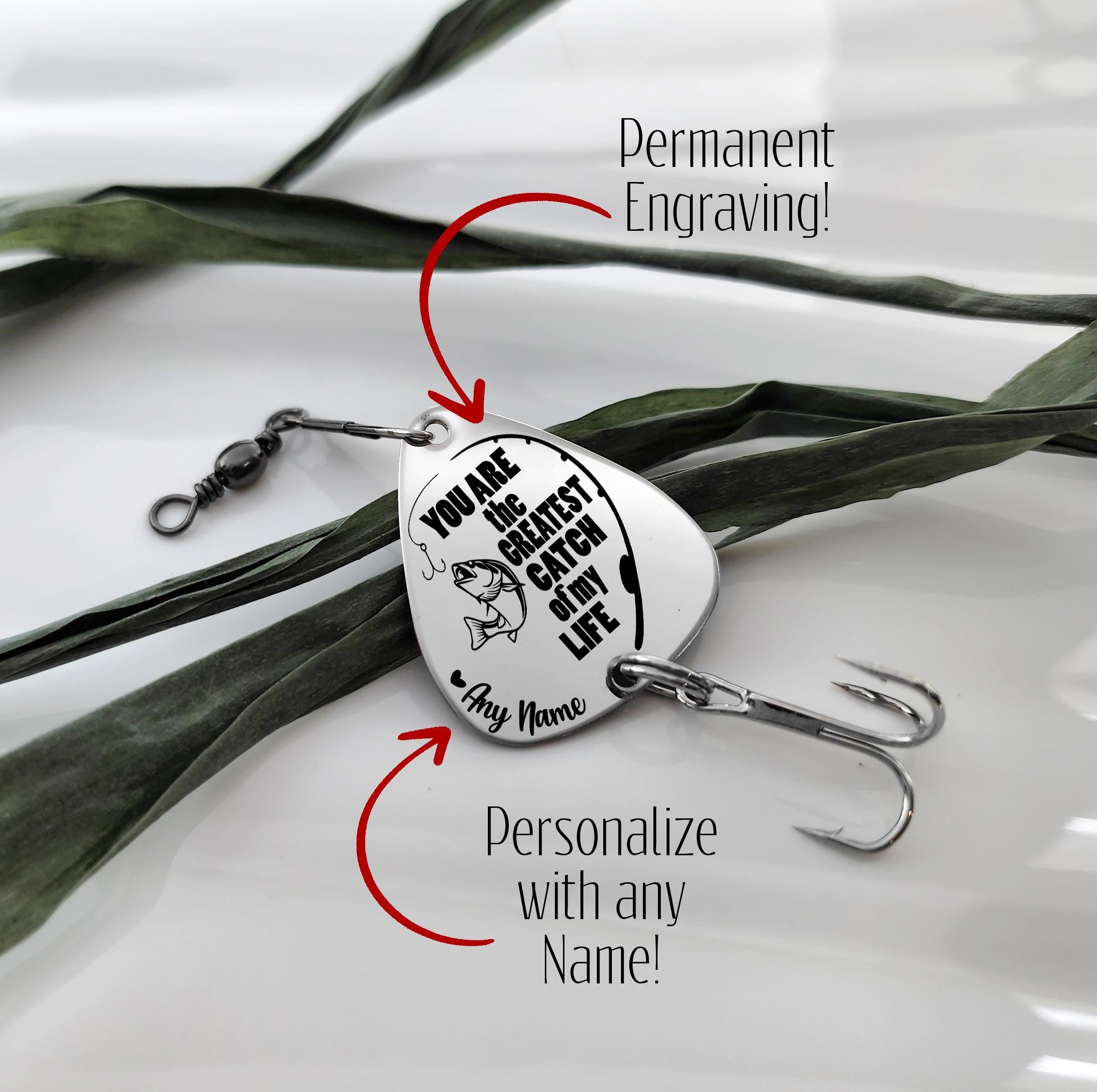 Custom Fishing Lure, Greatest Catch, Gift For Husband Boyfriend Engraved Gift Fisherman, Personalized Valentines Anniversary Gift For Him