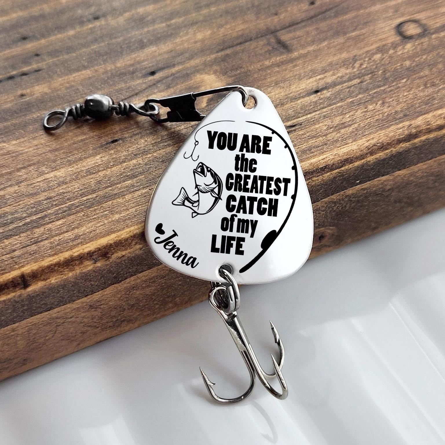 Custom Fishing Lure, Greatest Catch, Gift For Husband Boyfriend Engraved Gift Fisherman, Personalized Valentines Anniversary Gift For Him
