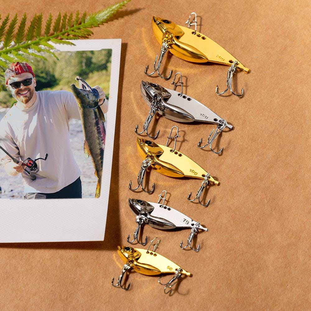 Fishing Gifts, Custom metal Lures with Wooden Engraved Gift Box, Father's Day Gifts, Fisherman Gifts, Anniversary Gifts for Husband