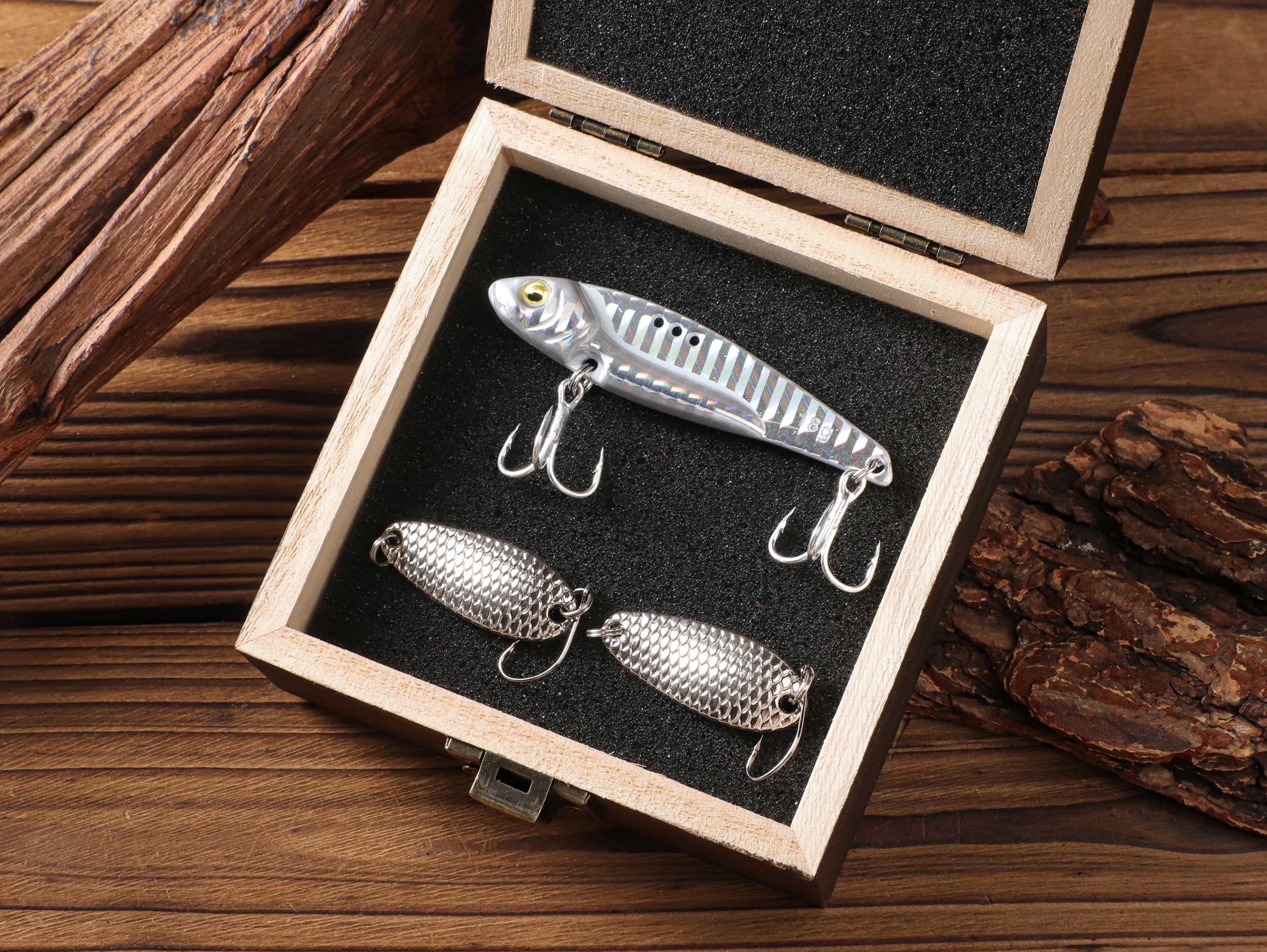 Personalized Bionic Fish Shape Metal Fishing Lures Set, Custom Metal Fishhook Set, Fishing Buddy Gift, Personalized Fishing, Gift for Dad