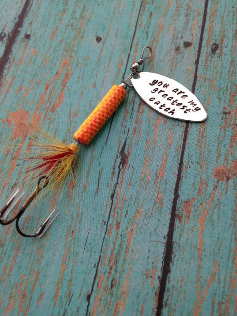 TODAY show feature You are my greatest catch Fishing Lure Hand Stamped - Anniversary - Engagement - Wedding - Boyfriend Gift - Engraved