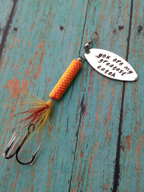 TODAY show feature You are my greatest catch Fishing Lure Hand Stamped - Anniversary - Engagement - Wedding - Boyfriend Gift - Engraved
